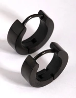 Black Coated Surgical Steel Wide Huggie Earrings