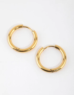 Gold Plated Surgical Steel Medium Polished Hoop Earrings