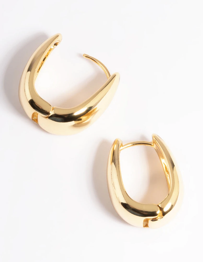 Gold  Plated  Bold Taper Hoop Earrings