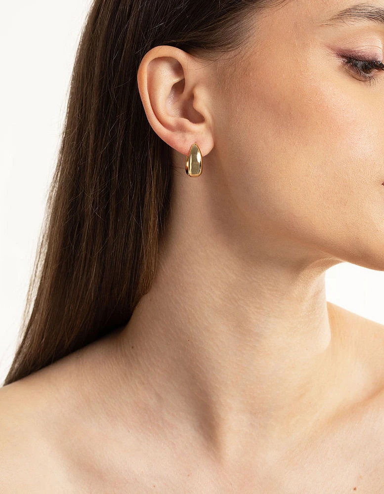 Gold  Plated  Bold Taper Hoop Earrings