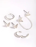 Silver Plated Butterfly Chain Earrings 6-Pack