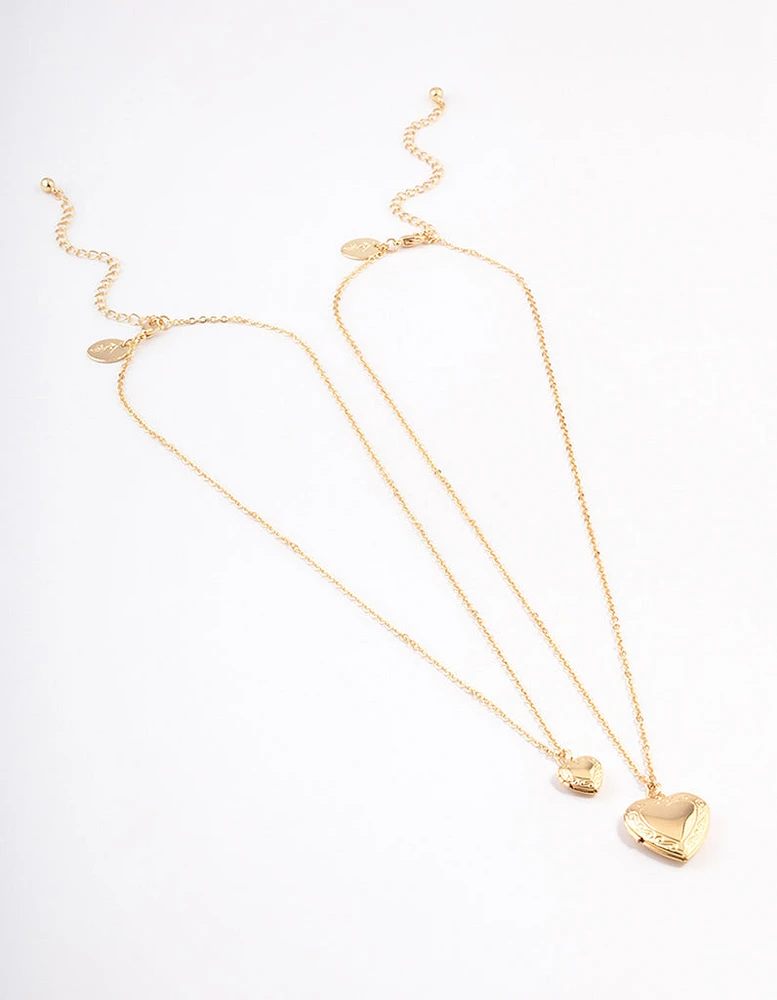 Gold Plated Hearts Necklaces 2-Pack