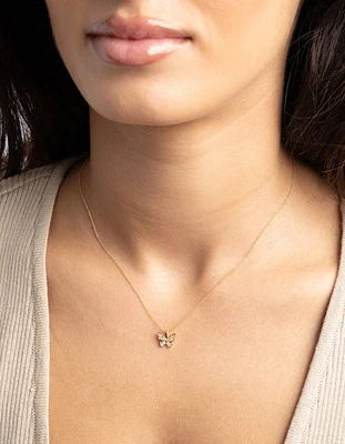 Gold Pave Butterfly Necklace