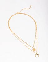 Gold Celestial & Horn Layered Necklace