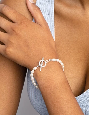 Silver Pearl T & O Bracelet