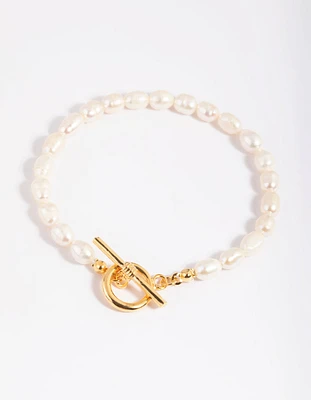 Gold Plated Pearl  T & O Bracelet