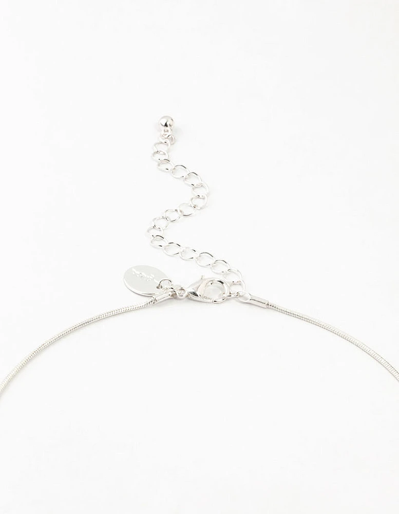 Silver Plated Round Snake Chain Ornate Necklace