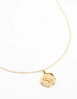 Gold Plated Diamante Celestial Round Necklace