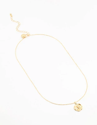 Gold Plated Diamante Celestial Round Necklace