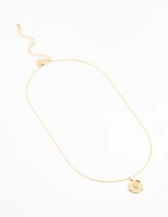 Gold Plated Diamante Celestial Round Necklace