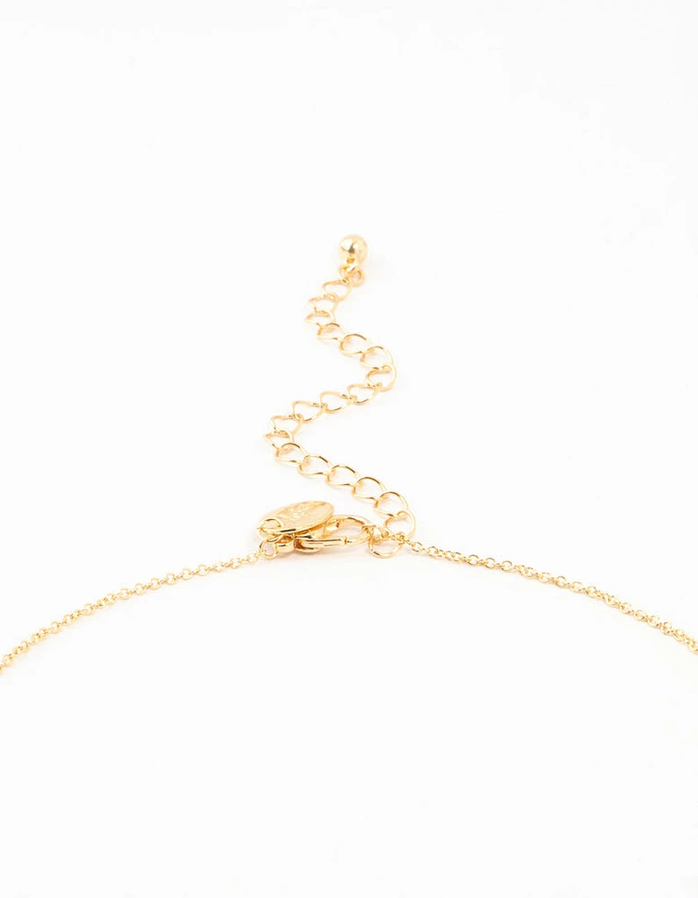 Gold Plated Diamante Celestial Round Necklace