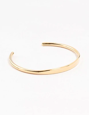 Gold Plated Stainless Steel Slim Wrist Cuff Bangle