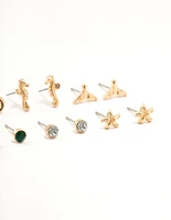 Gold Sea Creatures Earrings 8-Pack