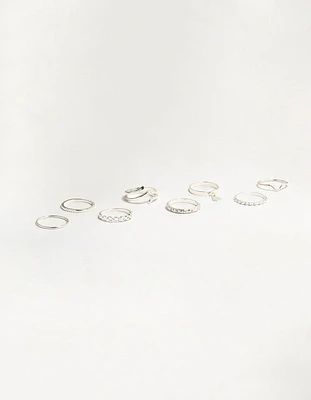 Silver Swirl Mixed Stacking Rings 8-Pack