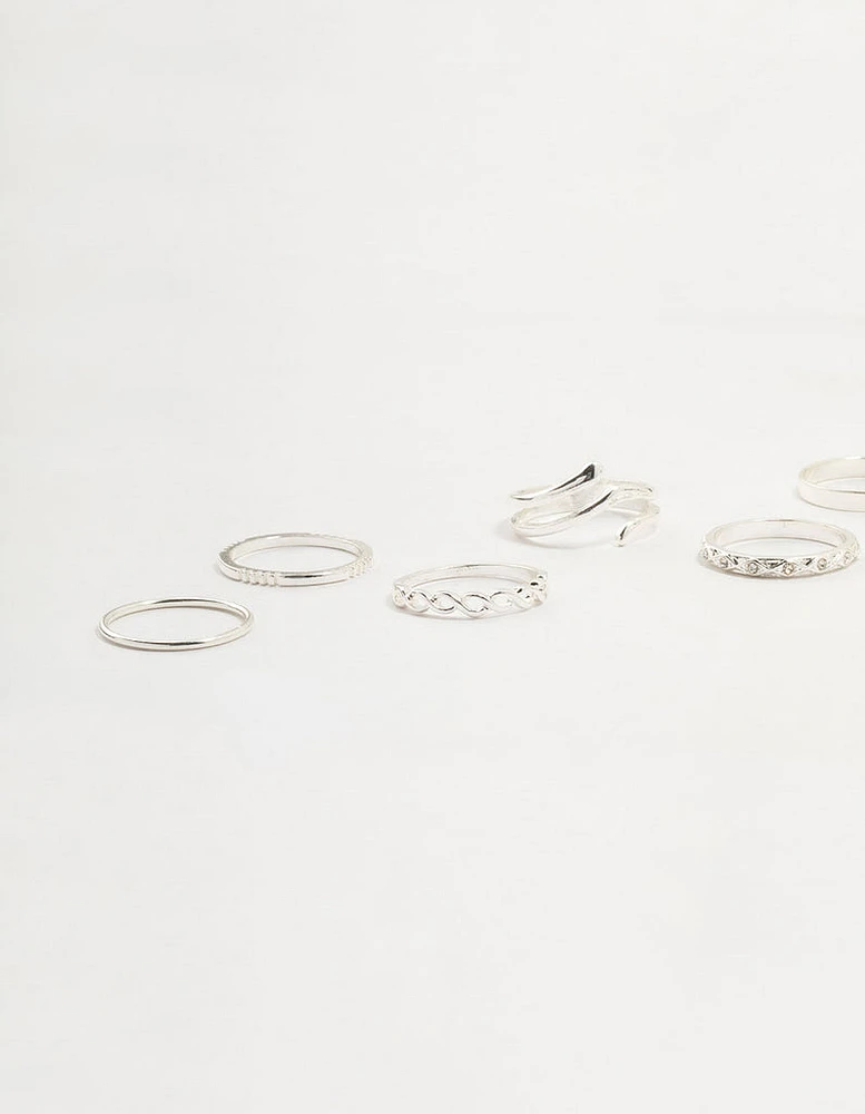 Silver Swirl Mixed Stacking Rings 8-Pack