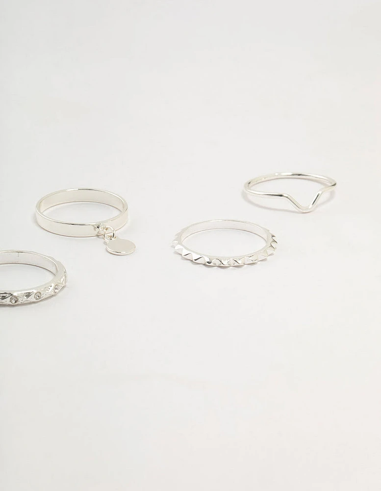 Silver Swirl Mixed Stacking Rings 8-Pack