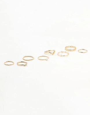 Gold Thin Mixed Stacking Rings