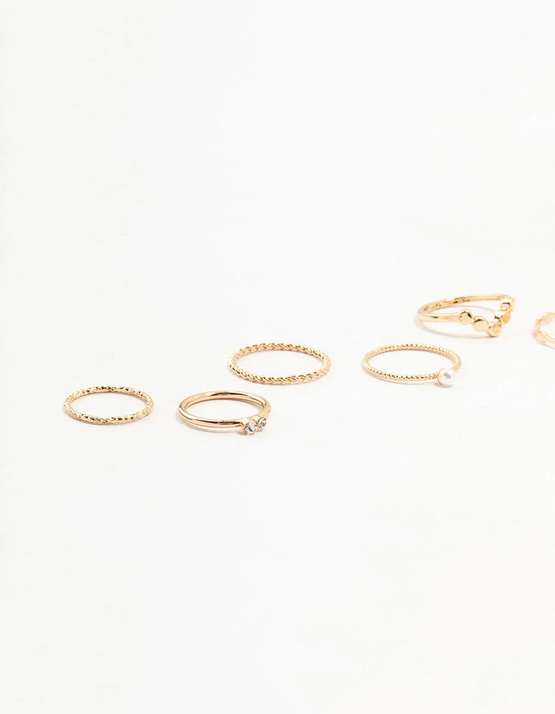 Gold Thin Mixed Stacking Rings