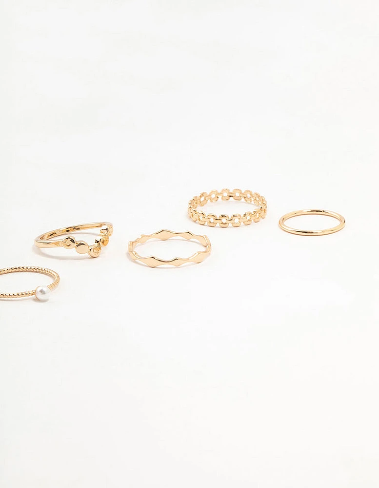 Gold Thin Mixed Stacking Rings