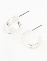 Silver Thick Centred Mini Hoop Earrings