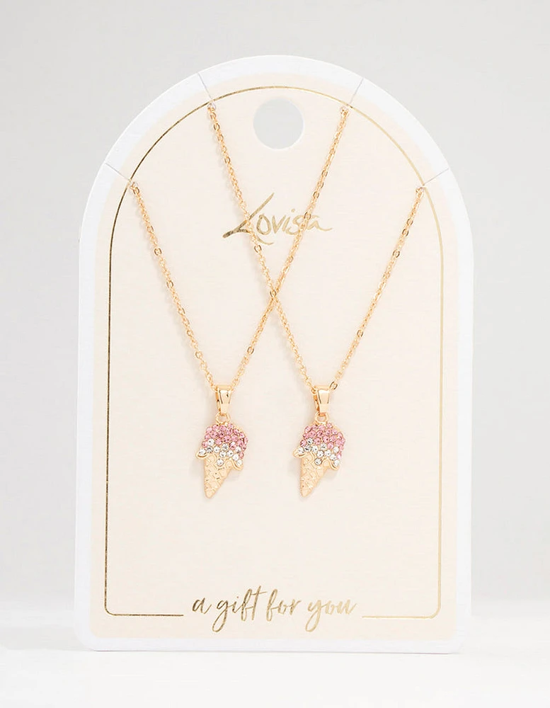 Gold Ice Cream Necklaces 2-Pack