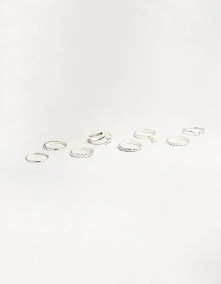 Silver Swirl Mixed Stacking Rings 8-Pack