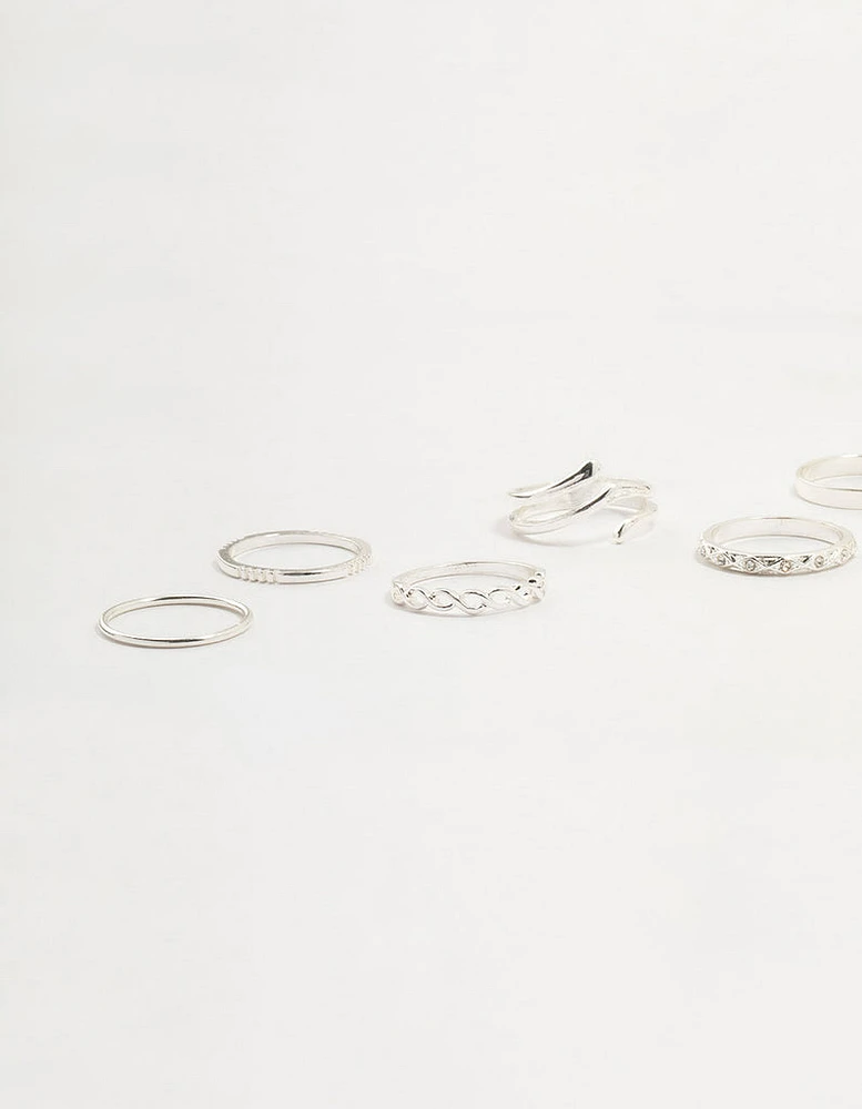 Silver Swirl Mixed Stacking Rings 8-Pack