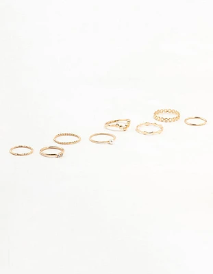 Gold Thin Mixed Stacking Rings 8-Pack