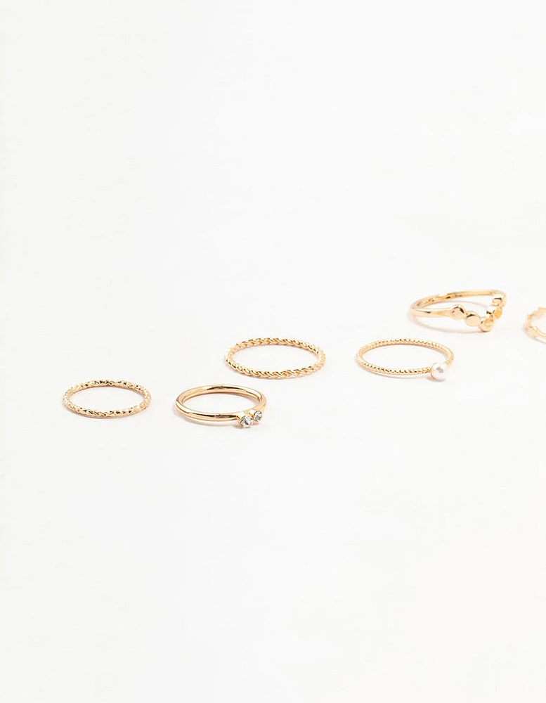 Gold Thin Mixed Stacking Rings 8-Pack