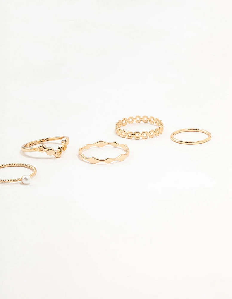 Gold Thin Mixed Stacking Rings 8-Pack