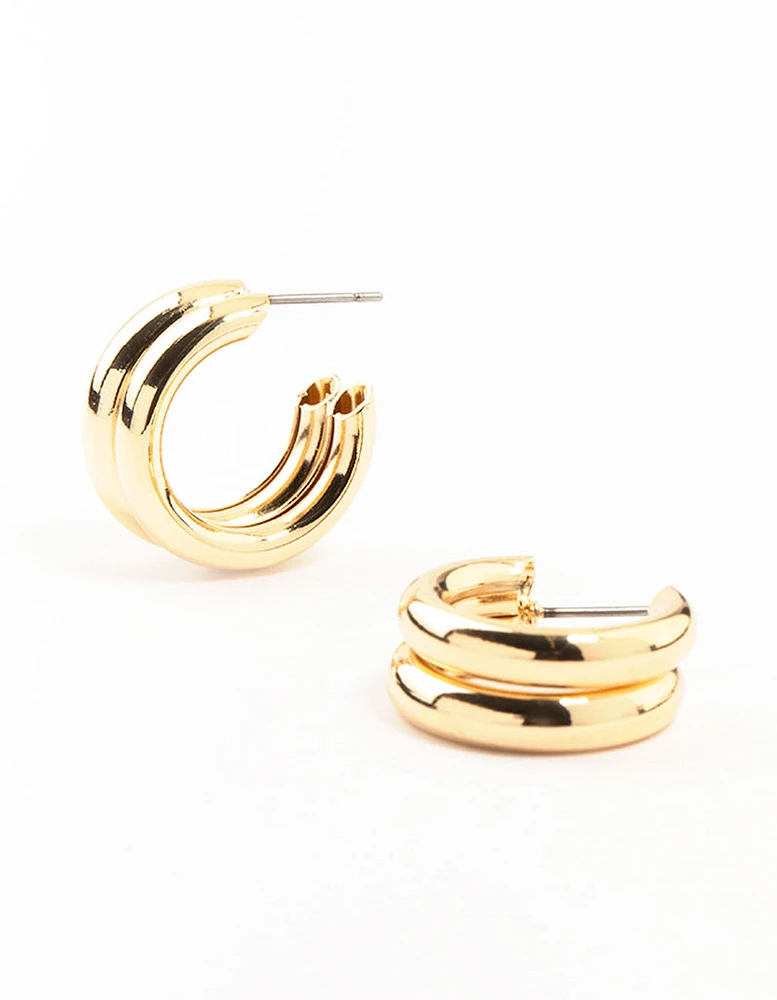 Gold Double Strand Bubble Hoop Earrings