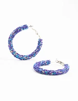 Purple Crushed Stone Hoop Earrings