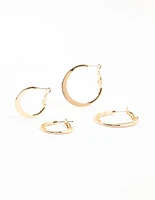 Gold Small & Large Thin Hoop Earrings 2-Pack