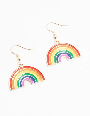 Gold Rainbow Acrylic Drop Earrings