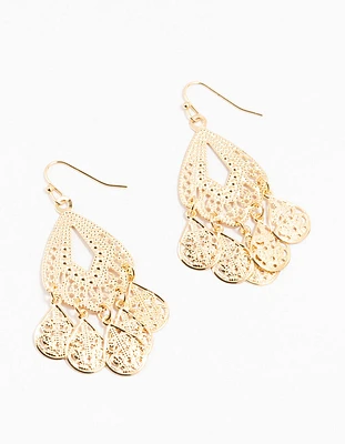 Gold Teardrop Dreamcatcher Drop Earrings