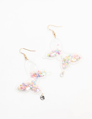 Plastic Butterfly Shaker Drop Earrings