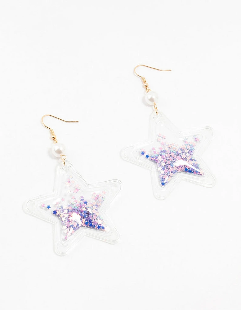 Purple Star Shaker Drop Earrings