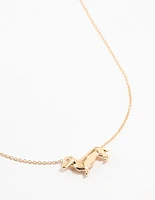 Gold Diamante Dachshund Necklace