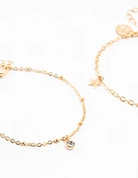 Gold Diamante Star Charm Bracelets 2-Pack