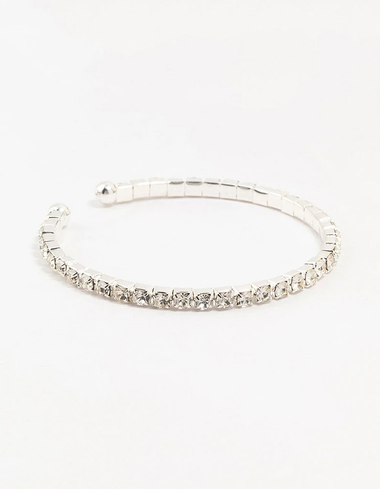 Silver Diamante Cup Chain Wrist Cuff