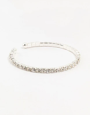 Silver Diamante Cup Chain Wrist Cuff