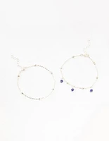 Silver Evil Eye Anklets 2-Pack