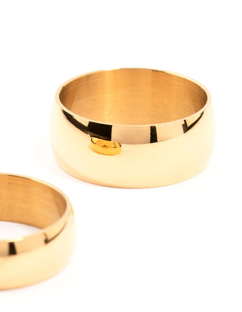 Gold Plated Stainless Steel Stacking Rings 2-Pack