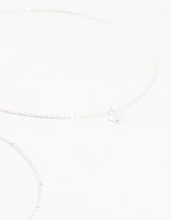 Silver Ball Chain Heart Chokers 4-Pack