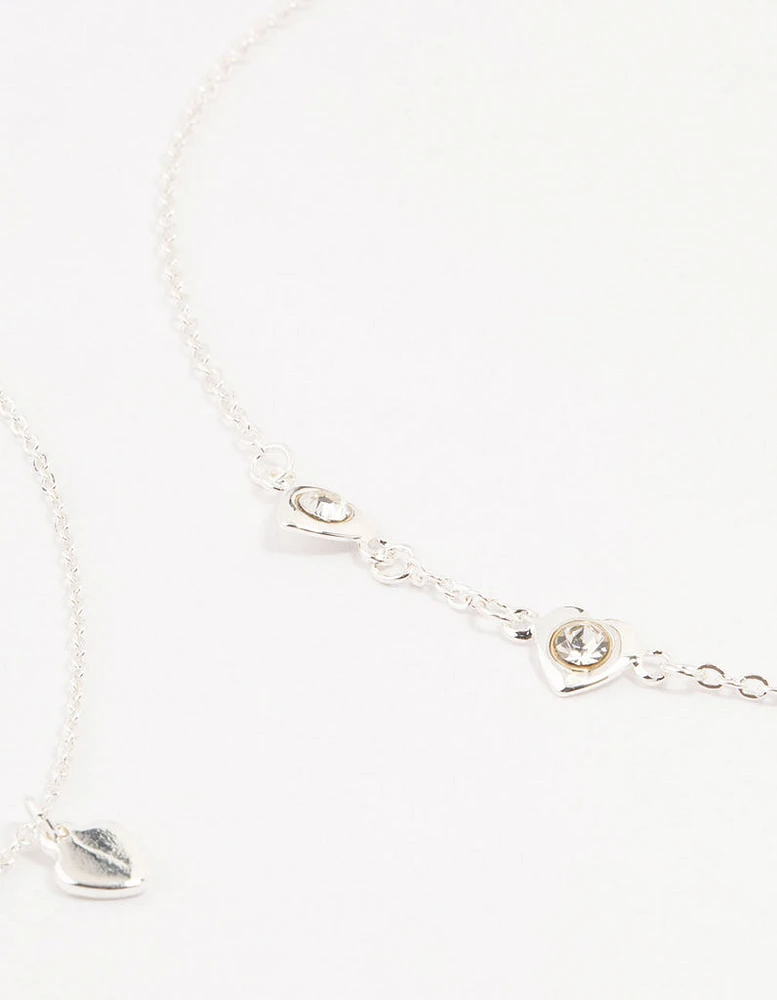 Silver Ball Chain Heart Chokers 4-Pack