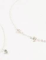 Silver Ball Chain Heart Chokers 4-Pack