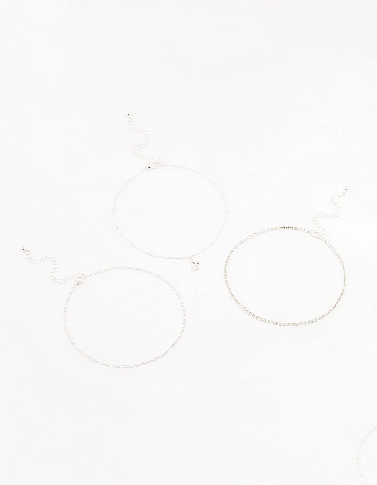 Silver Cupchain Butterfly Chokers 3-Pack