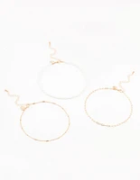 Gold Pearl Tab Chain Chokers 3-Pack