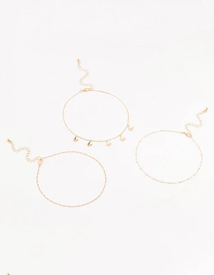 Gold Pearl Butterfly Chokers 3-Pack