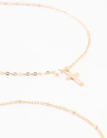 Gold Ball Chain Cross Chokers 3-Pack